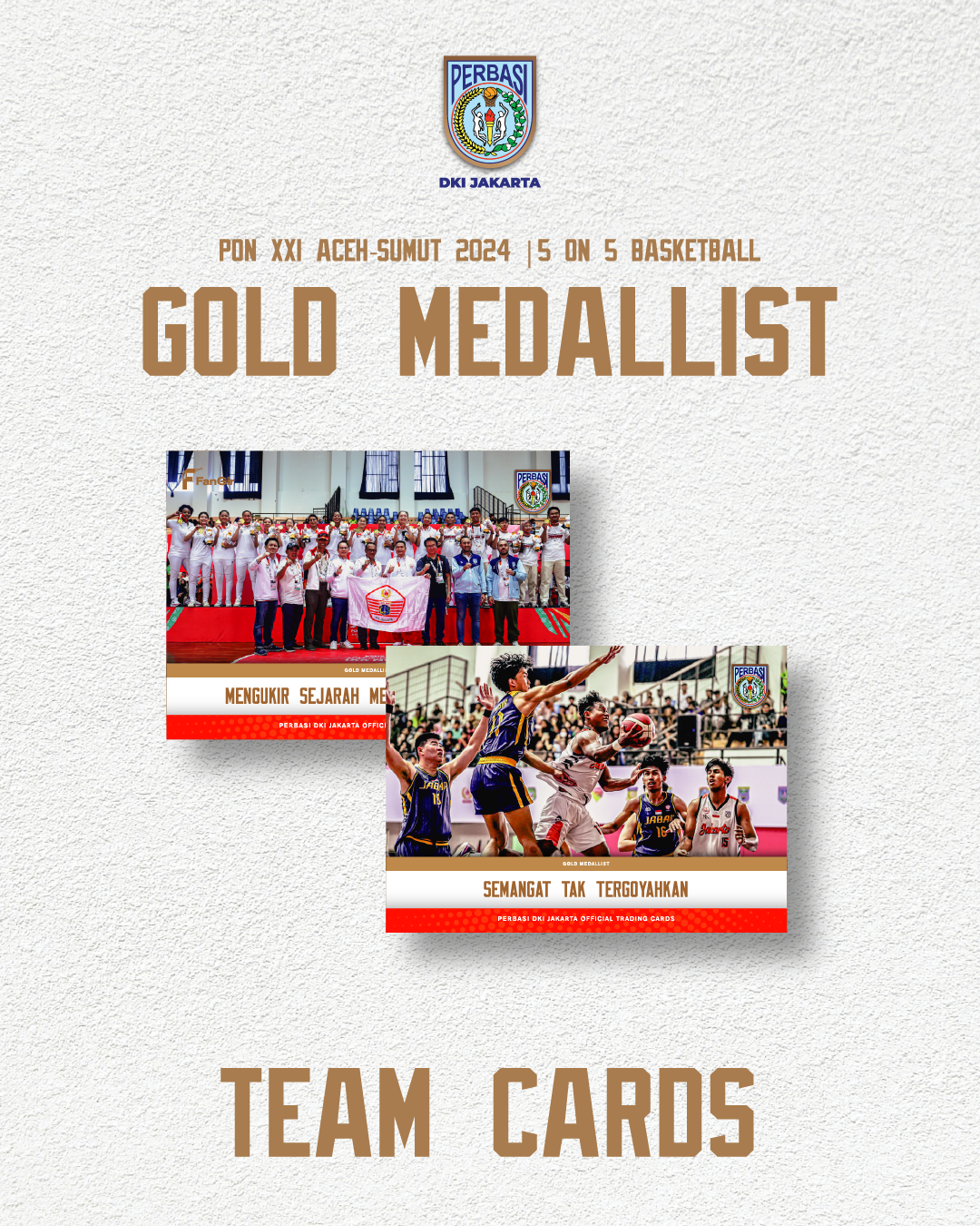 Perbasi DKI Jakarta PON XXI Aceh-Sumut 2024 5 on 5 Basketball Gold Medallist Trading Cards Box Set